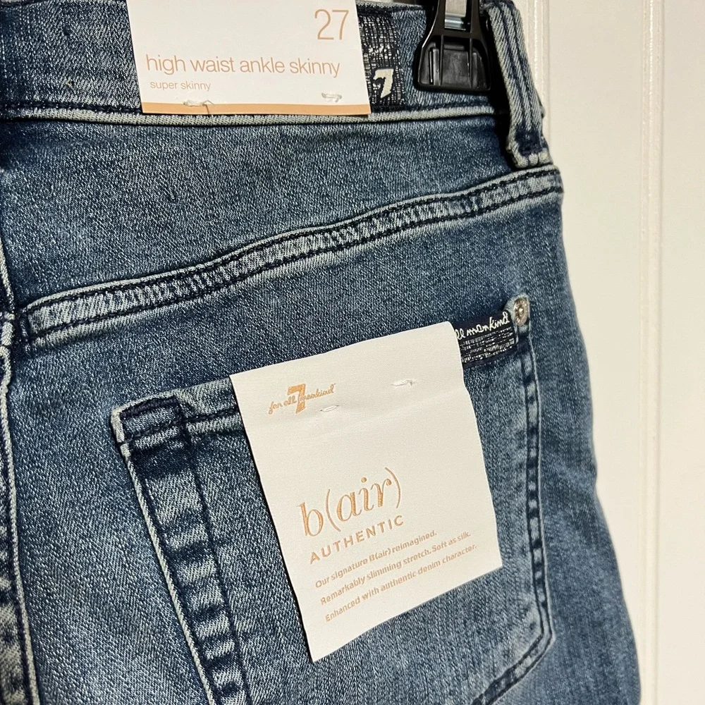 NWT 7 FOR ALL MANKIND B(air) High-waist Ankle Skinny Jeans 27 Glitter - Picture 13 of 13